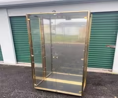 Brass Glass Lighted Display Case Vintage Antique Commercial Grade