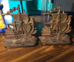 Tall ship  8.75 inch metal book ends