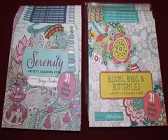 Adult Artist's Coloring Books Serenity + Blooms Birds Butterflies