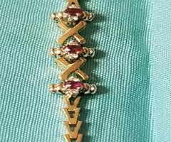14k Ruby & Diamond  Women's Bracelet  2.85mm 7.54 grams solid