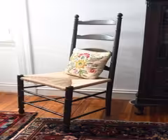 19th Century Antique English Ladder Back Rush Seat Faux Bamboo Chair