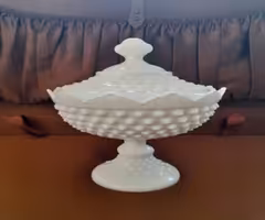Candy Dish Milk glass, by Fenton